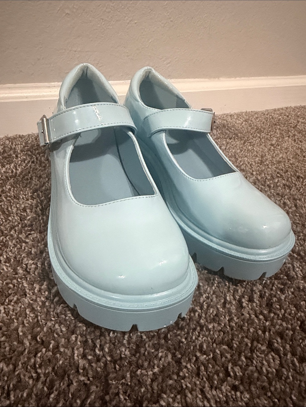 Light Blue Mary Jane Platform Shoes